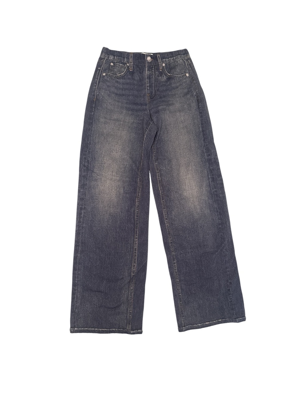 Rag & Bone Miramar Cotton Terry Wide-Leg Dark Indigo Sweatpants Jeans - Picture 1 of 6